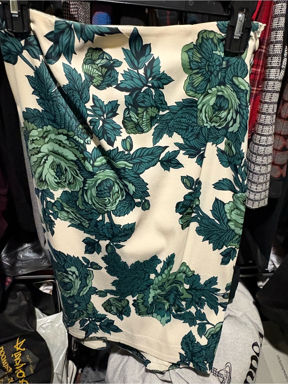 Karen Millen Cream Pencil Skirt with Green Floral Print